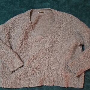 Anthropologie Textured Taupe V-Neck Sweater